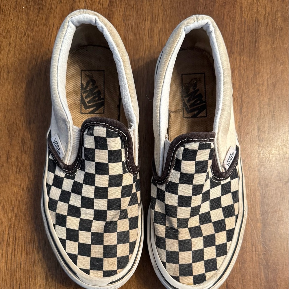 Vans Kids Black and White Checkered Slip-On Sneakers